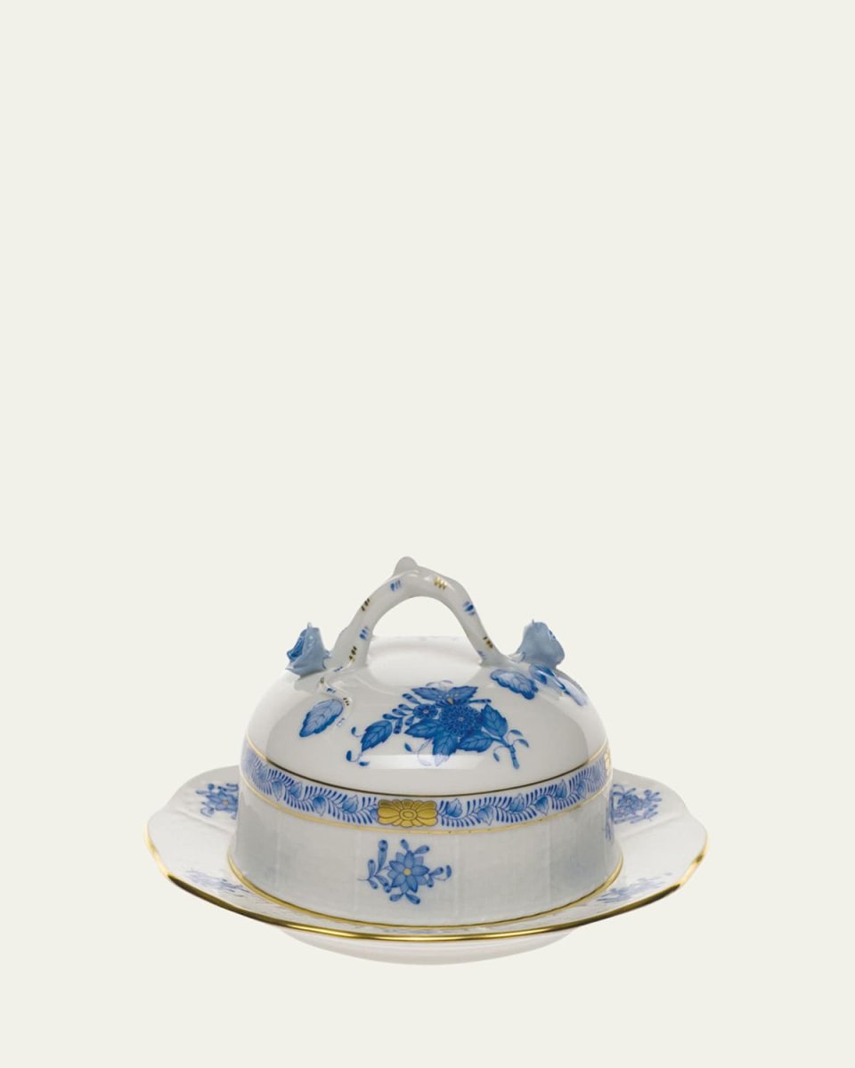 Chinese Bouquet Blue Covered Butter Dish